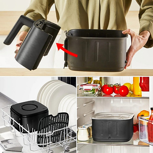 Мультипечь Tefal Easy Fry Silence Vision, 1670Вт, чаша-5л, сенсорное управл., 10 программ, с окошком, пластик, черный