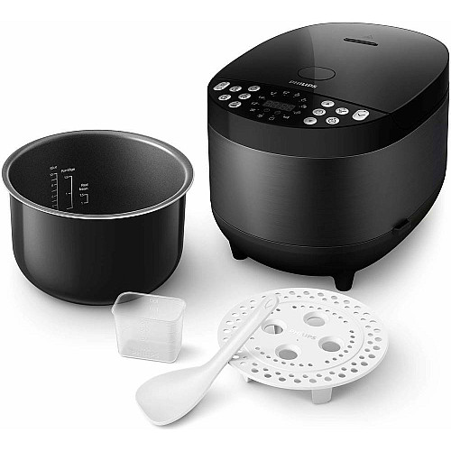 Мультиварка Philips All-in-One 980Вт, чаша-5л, электр. управление , 60 авто. программ, пластик, черный