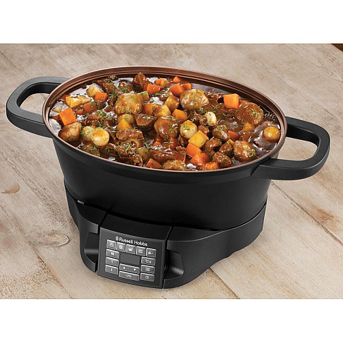 Мультиварка Russell Hobbs GoodToGo, 1000Вт, чаша-6.5л, електронне керув., знімна кришка, кераміка, чорний