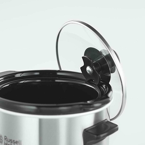 Медленноварка Russell Hobbs CompactHome, 145Вт, чаша-2л, механическое управл., съемная крышка, нерж. сталь, серый