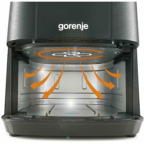 Мультипечь Gorenje 1350Вт, чаша-5.4л, сенсорное управл., 8 авто. программ, пластик+металл, черный
