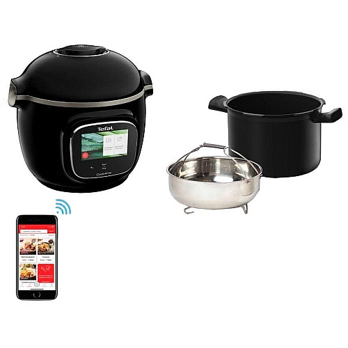 Мультиварка-скороварка Tefal Cook4me Touch, 1600Вт, чаша-6л, сенсорное управл., 13 программ, металл/пластик, черный