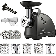 М'ясорубка Tefal HVB Plus, 2000Вт, 2.6кг/хв, 3 решітки, насадка для ковбас, кеббе, томатів, 5 терок, пластик/метал, чорний