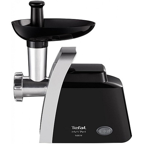 М'ясорубка Tefal HV1 7in1, 1400Вт, 1.7кг/хв, 2 решітки, насадка для ковбас, томатів, 3 терки, пластик, чорний