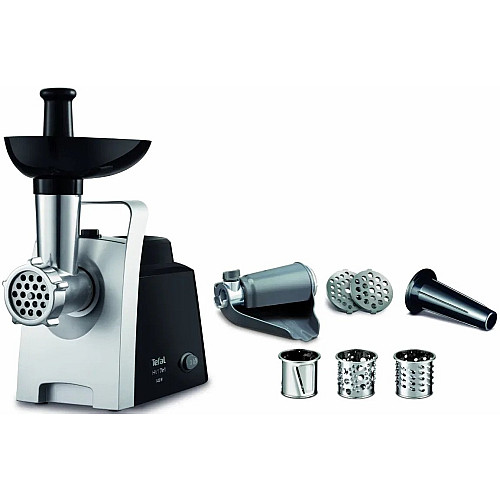 М'ясорубка Tefal HV1 7in1, 1400Вт, 1.7кг/хв, 2 решітки, насадка для ковбас, томатів, 3 терки, пластик, чорний