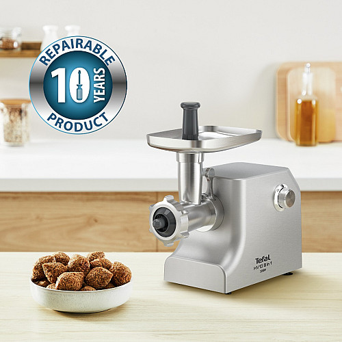 М'ясорубка Tefal HV10 8in1, 2200Вт, 5.5кг/хв, 3 решітки, насадка для ковбас, кеббе, 3 терки, метал