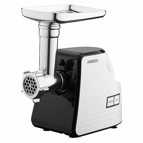 М'ясорубка ARDESTO, 2300Вт, продук.-2.2кг/хв, 4 решітки + для ковб., кеббе, насадка для томатів, пластик, біло-чорний