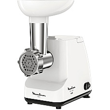 М'ясорубка Moulinex, 1400Вт, 1.7кг/хв, 2 решітки, насадка для ковбас, пластик, білий