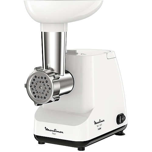 М'ясорубка Moulinex, 1400Вт, 1.7кг/хв, 2 решітки, насадка для ковбас, пластик, білий