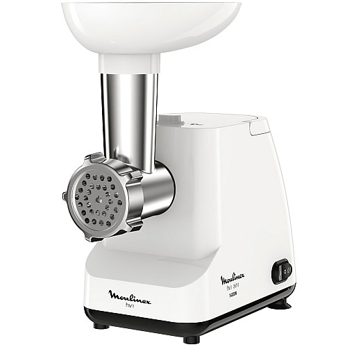 М'ясорубка Moulinex, 1400Вт, 1.7кг/хв, 2 решітки, насадка для ковбас, пластик, білий