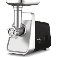 М'ясорубка Moulinex, 1600Вт, 1.9кг/хв, 3 решітки, насадка для ковбас, томатів, 3 терки, пластик/мет, чорно-срібний