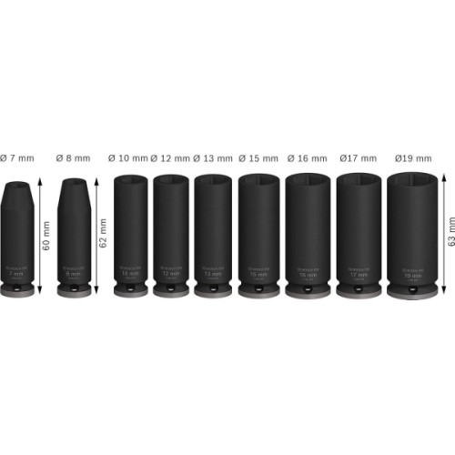 Набір ударних торцевих головок Bosch Professional Deep 3/8