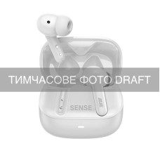 Навушники TWS 2E Sense, BT 5.4, ANC, IPX4, SBC, 6Mic, Touch control, білий