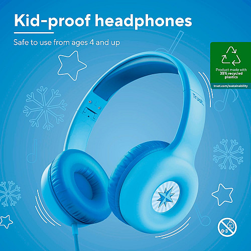 Навушники Trust Nouna Headphones mini-jack, Mic, Синій