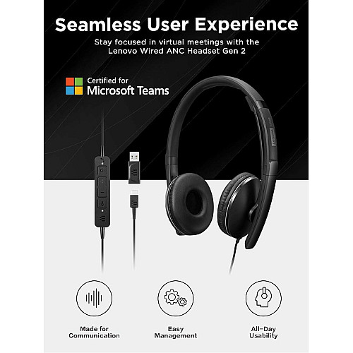 Гарнитура Lenovo Wired ANC Headset Gen 2 (Teams)