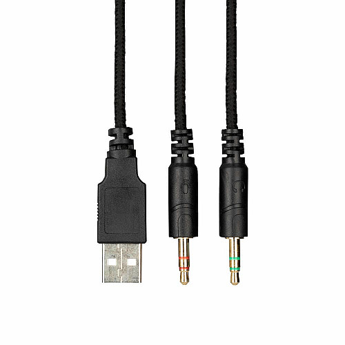 Гарнитура игровая 2E GAMING HG340, mini-jack/dual 3.5мм, RGB, 2м, черный
