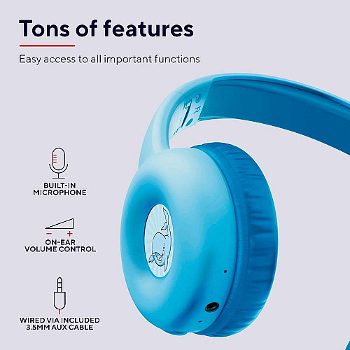 Наушники On-ear Trust Nouna Kids, Wireless, Mic, Синий