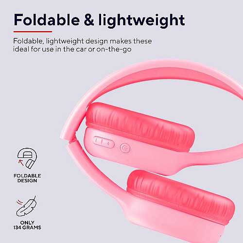 Наушники On-ear Trust Nouna Kids, Wireless, Mic, Розовый