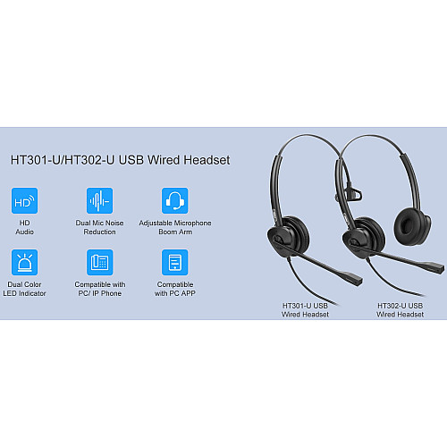 Гарнитура Dual Fanvil HT302, 1xRJ9, гибочный на 260° кронштейн стрелы, технология ENC и шумоподавления