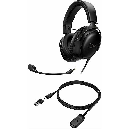 Гарнітура ігрова HyperX Cloud III, mini-jack/USB-A/USB-C, 1.2м/1.3м, чорний