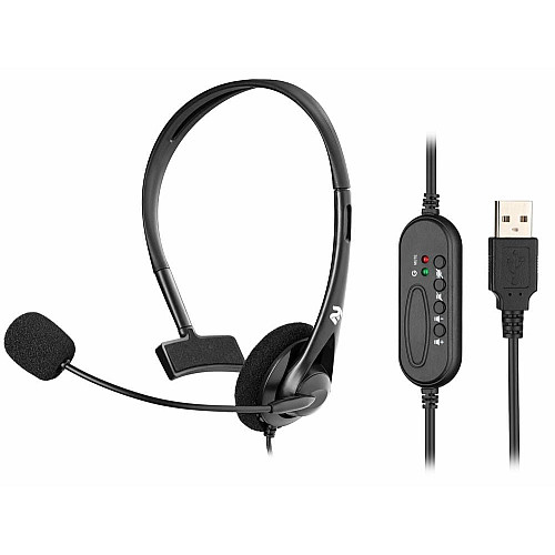 Гарнитура ПК моно On-ear 2E CH11 USB, omni-mic, 2м, черный