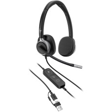 Гарнітура комп'ютерна стерео On-ear HP Poly Mission 625, USB-A, USB-C, 2 x Uni-mic, AI noise reduction, Teams, Zoom, Google Meet, чорний