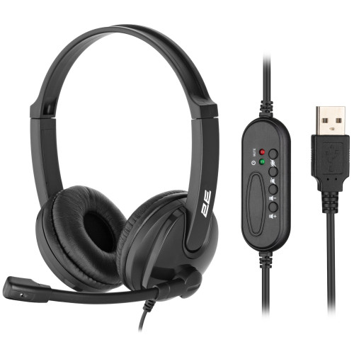Гарнітура ПК стерео On-ear 2E CH12 USB, omni-mic, 2м, чорний