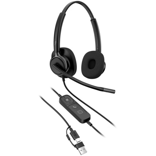 Гарнітура комп'ютерна стерео On-ear HP Poly Mission 425, USB-A, USB-C, Uni-mic, AI noise cancelling, Cертифікати Teams, Zoom, Google Meet, чорний
