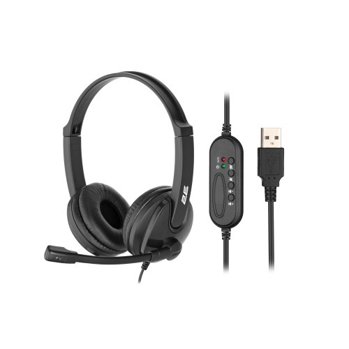 Гарнітура ПК стерео On-ear 2E CH12 USB, omni-mic, 2м, чорний