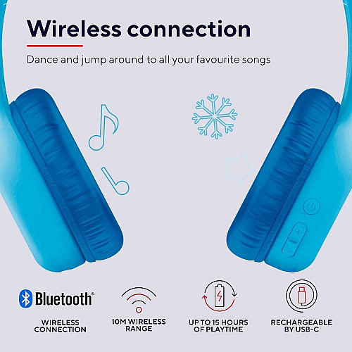 Наушники On-ear Trust Nouna Kids, Wireless, Mic, Синий