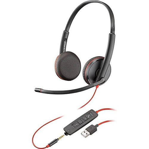 Гарнитура компьютерная стерео On-ear Poly Blackwire 3225 HS, USB-A, 3.5 мм, всенаправленный, черный
