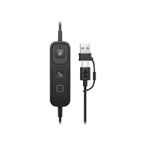 Гарнітура комп'ютерна стерео On-ear HP Poly Mission 425, USB-A, USB-C, Uni-mic, AI noise cancelling, Cертифікати Teams, Zoom, Google Meet, чорний