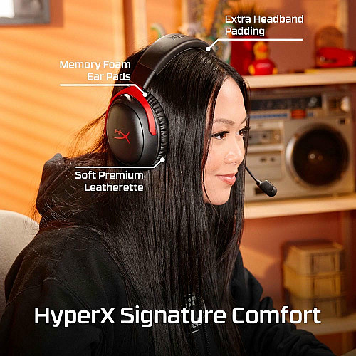 Гарнитура игровая HyperX Cloud III S, WL/USB-A/USB-C, черно-красный