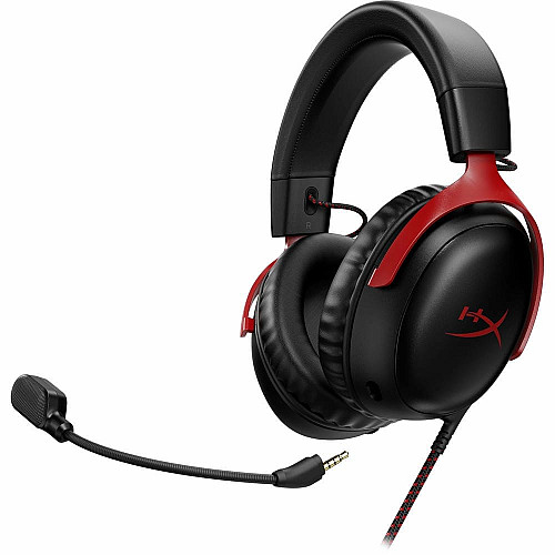 Гарнитура игровая HyperX Cloud III, mini-jack/USB-A/USB-C, 1.2м/1.3м, черно-красный