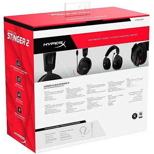 Гарнитура игровая HyperX Cloud Stinger 2, mini-jack/dual 3.5мм, 2м/0.15м, черный