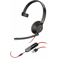 Гарнітура комп'ютерна моно On-ear Poly Blackwire 5210, USB-A, USB-C, 3.5 мм, всеспрямований, noise cancelling, чорний