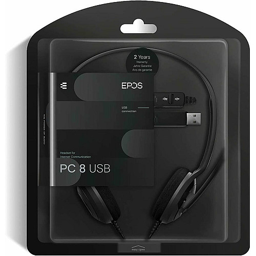 Гарнитура компьютерная стерео On-Ear EPOS PC 8 Chat, USB, однонаправленный, 2м, Черный