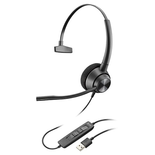 Гарнитура компьютерная моно On-ear Poly EncorePro 310, USB-A, всенаправленный, noise cancelling, черный