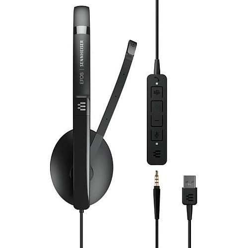 Гарнитура компьютерная моно On-Ear EPOS ADAPT 135T USB II, 3.5мм/USB, однонаправленный, сертификат Microsoft Teams, 1.8м, Черный