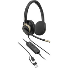 Гарнітура комп'ютерна стерео On-ear HP Poly Mission 825, USB-A, USB-C, 4 x Uni-mic, ANC, Beamforming, AI noise cancelling, Teams, Zoom, Google Meet, чорний