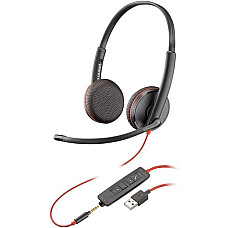 Гарнітура комп'ютерна стерео On-ear Poly Blackwire 3225 HS, USB-A, 3.5 мм, всеспрямований, чорний