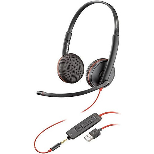 Гарнитура компьютерная стерео On-ear Poly Blackwire 3225 HS, USB-A, 3.5 мм, всенаправленный, черный