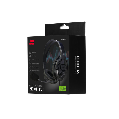 Гарнітура ПК стерео Over-ear 2E CH13 mini-jack, omni-mic, 1.2м, чорний