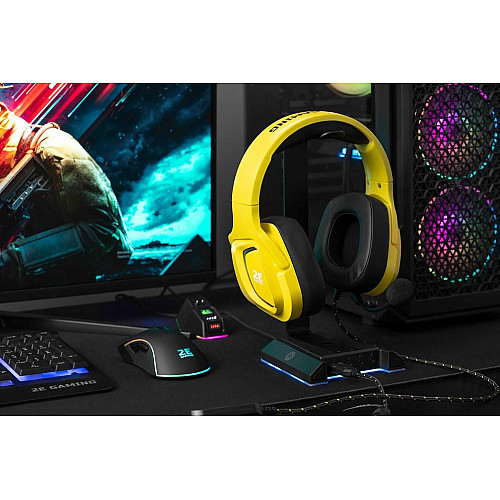 Гарнитура игровая 2E GAMING HG340, mini-jack/dual 3.5мм, RGB, 2м, желтый