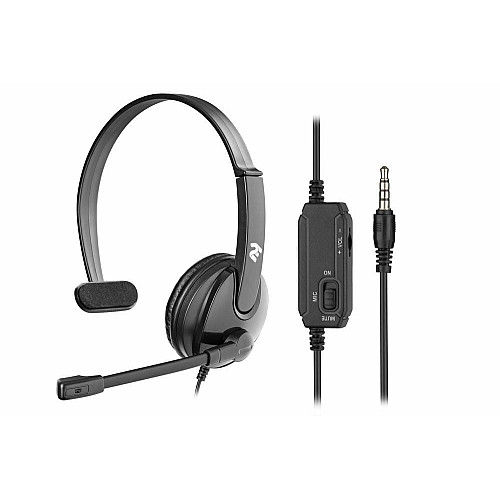 Гарнитура ПК моно On-ear 2E CH12 mini-jack, omni-mic, 1.2м, черный