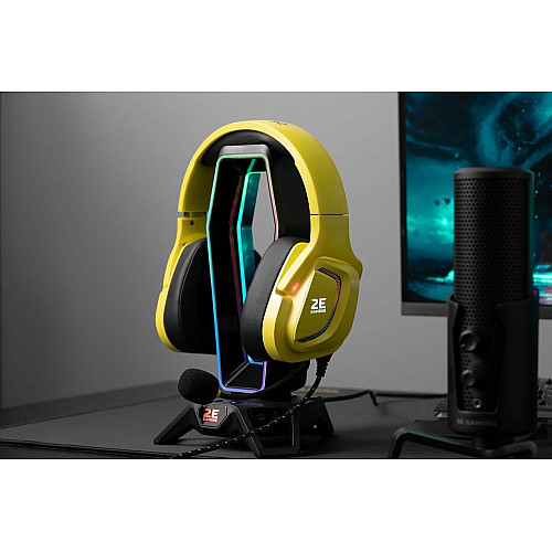 Гарнитура игровая 2E GAMING HG340, mini-jack/dual 3.5мм, RGB, 2м, желтый