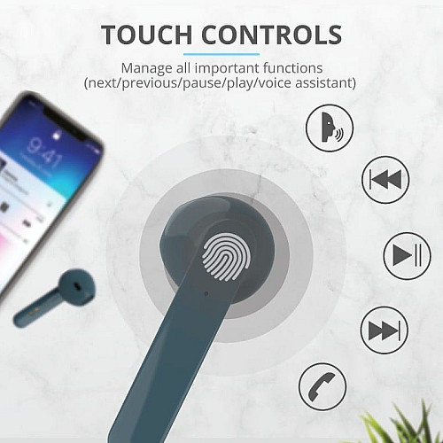 Наушники Trust Primo Touch True Wireless Mic Blue