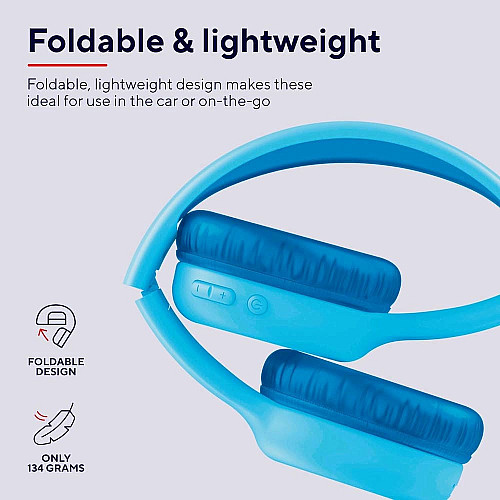 Наушники On-ear Trust Nouna Kids, Wireless, Mic, Синий