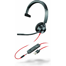 Гарнітура комп'ютерна моно On-ear Poly Blackwire 3315, USB-A, всеспрямований, чорний