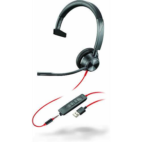 Гарнітура комп'ютерна моно On-ear Poly Blackwire 3315, USB-A, всеспрямований, чорний